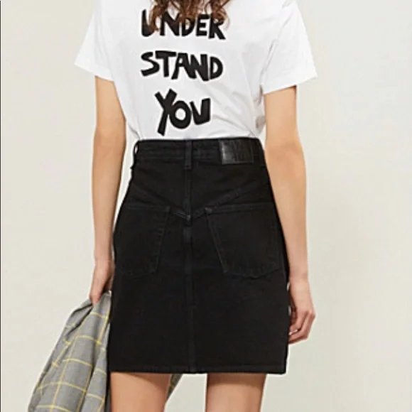 Sandro Zina High rise black denim mini skirt size small